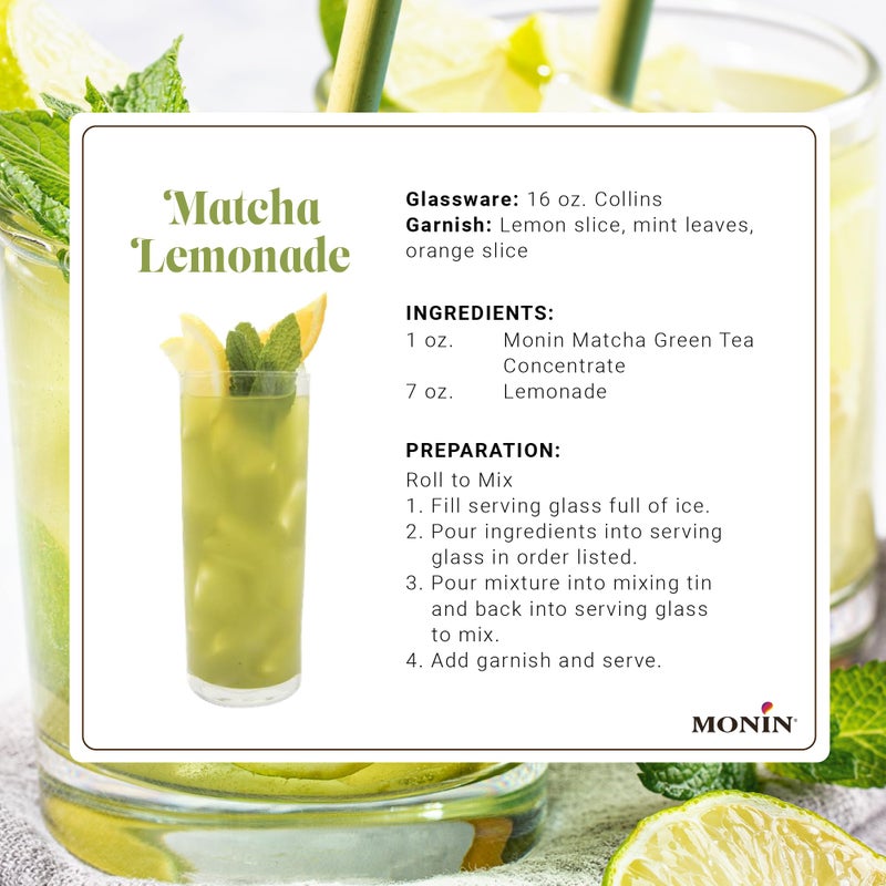 Monin - Matcha Green Tea Concentrate, Made with Organic Japanese Matcha Powder, 40mg Caffeine Per Serving, Great for Matcha Lattes, Lemonades, & Desserts, Non-GMO, Gluten-Free (Plastic, 1 Liter) - Image 3